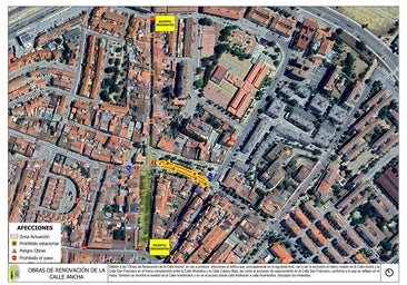 Mapa con el cambio de circulación y aparcamientos