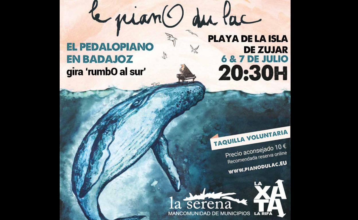 El concierto flotante 'El pedalOpiano' hace parada en la playa de la Isla del Zújar