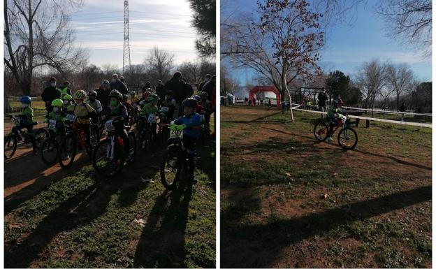 A la izquierda, en la línea de salidad. A la derecha, un alumno durante el recorrido 