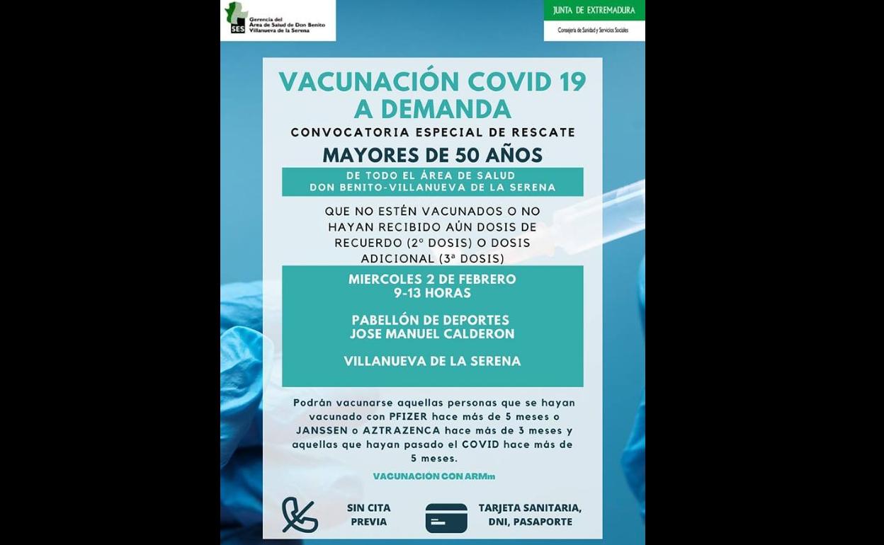 El Área de Salud Don Benito-Villanueva organiza una vacunación masiva para mayores de 50 años