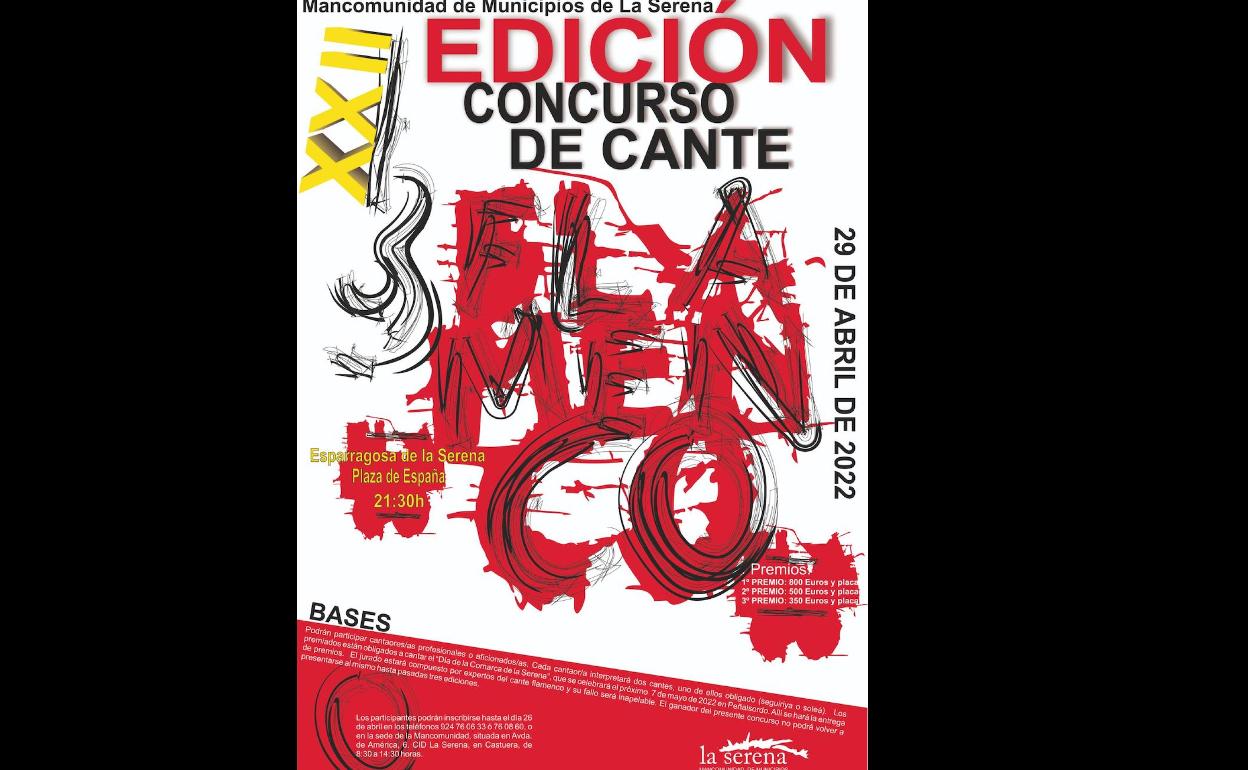 El XXII Concurso de Cante Flamenco de la Mancomunidad se celebrará este año en Esparragosa de La Serena