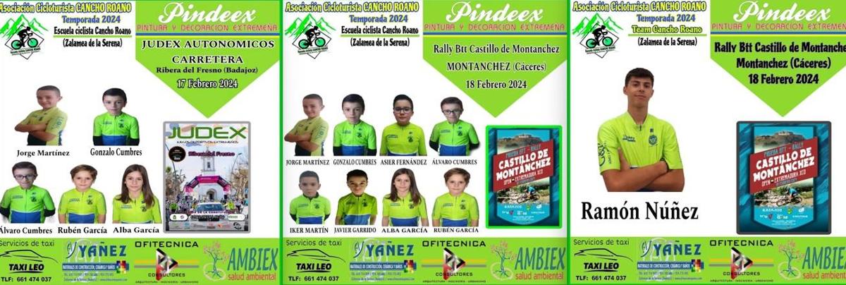 Varios deportistas de la AC Cancho Roano participarán en los Judex de Ribera del Fresno y el XCO Castillo de Montánchez