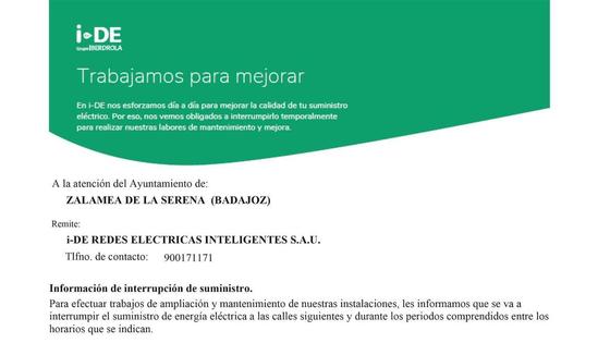 Corte de luz en varias zonas de la localidad