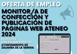 El Colaborativo Rural de Zalamea necesita un monitor de confección y publicación de páginas web