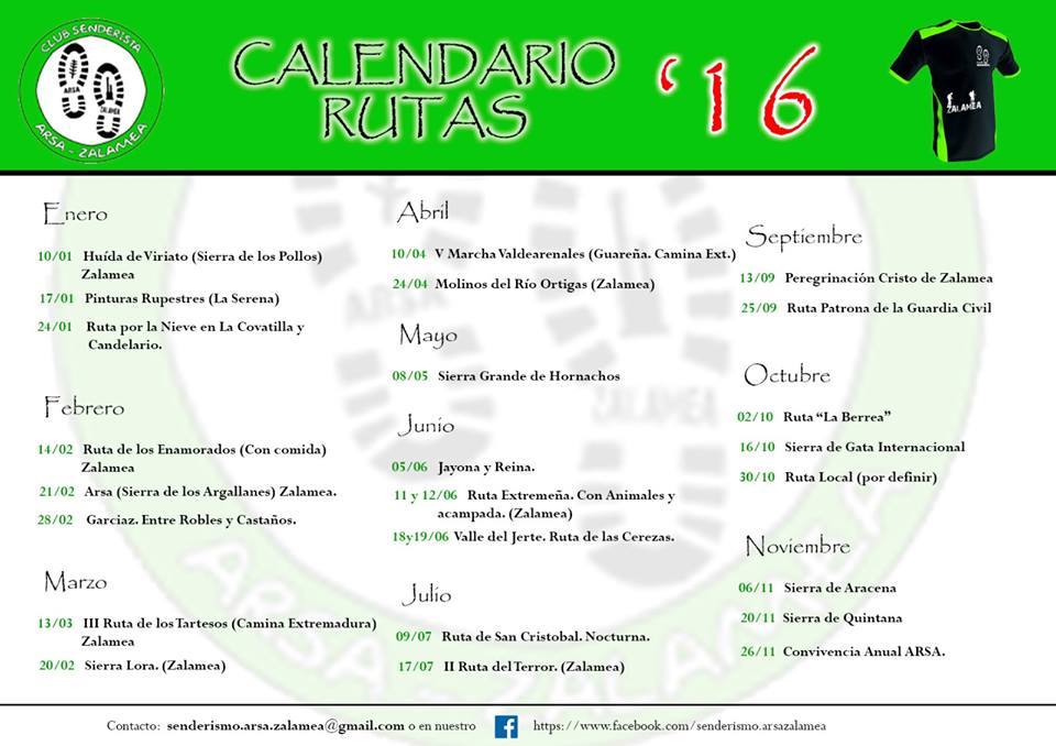 Calendario de Arsa para 2016 