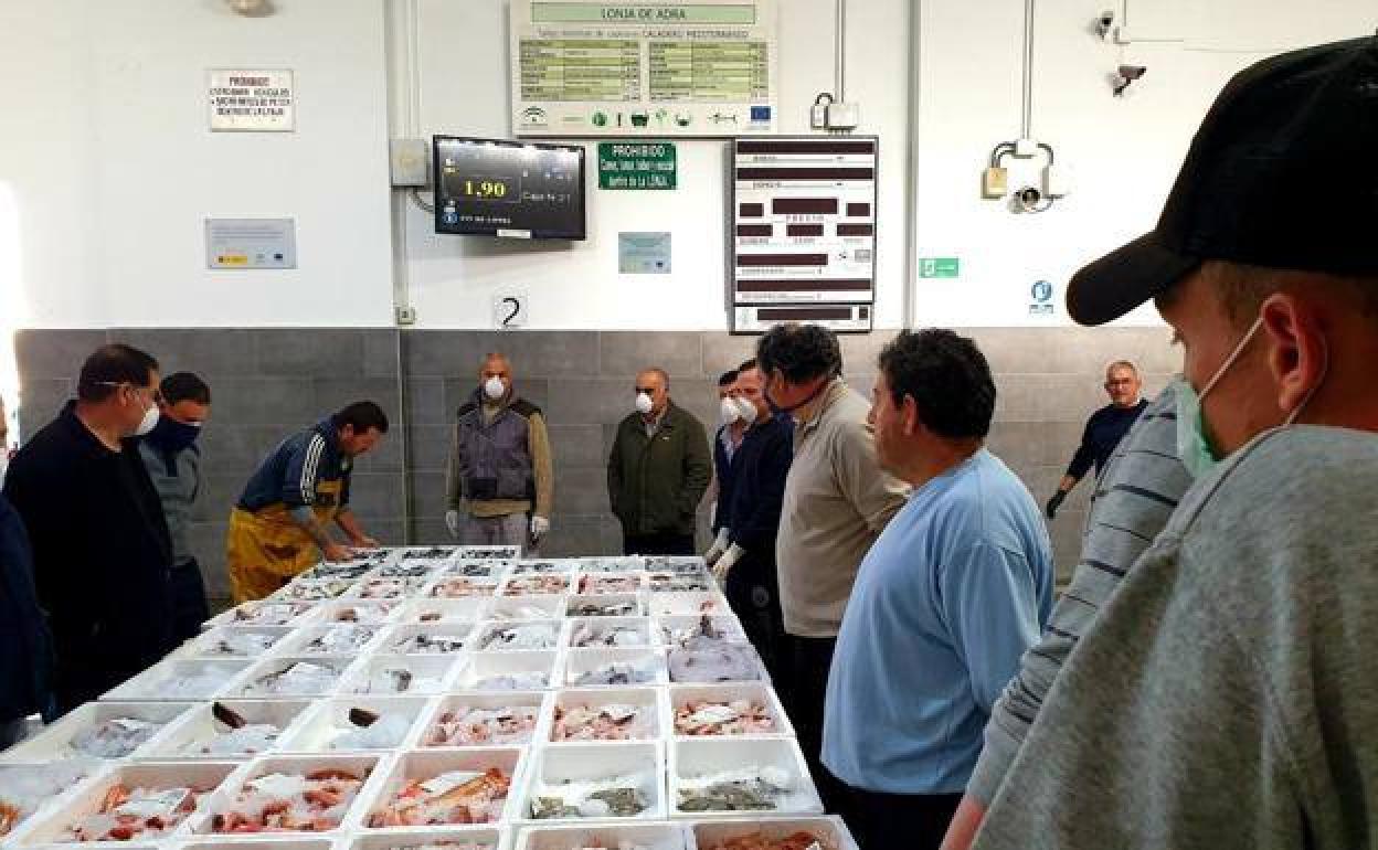 La lonja de Adra garantiza el abastecimiento de pescado fresco y la flota sale a diario a faenar. 