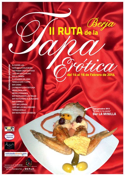 Berja ofrece la II Ruta de la tapa erótica del 14 al 16 de febrero con 18 establecimientos