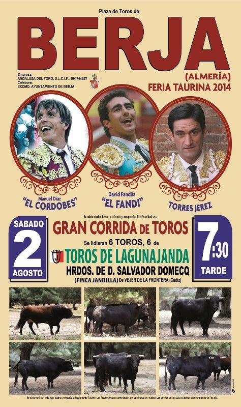 Berja presenta el cartel de su feria taurina y ofrece descuentos a los desempleados