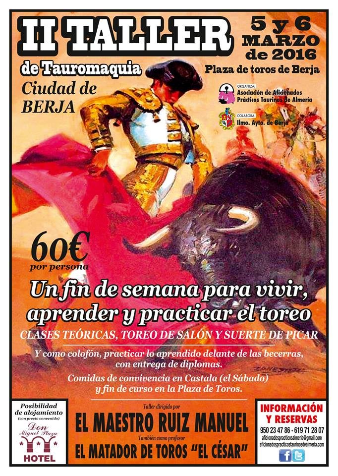 Berja enseña a torear en un taller de tauromaquia