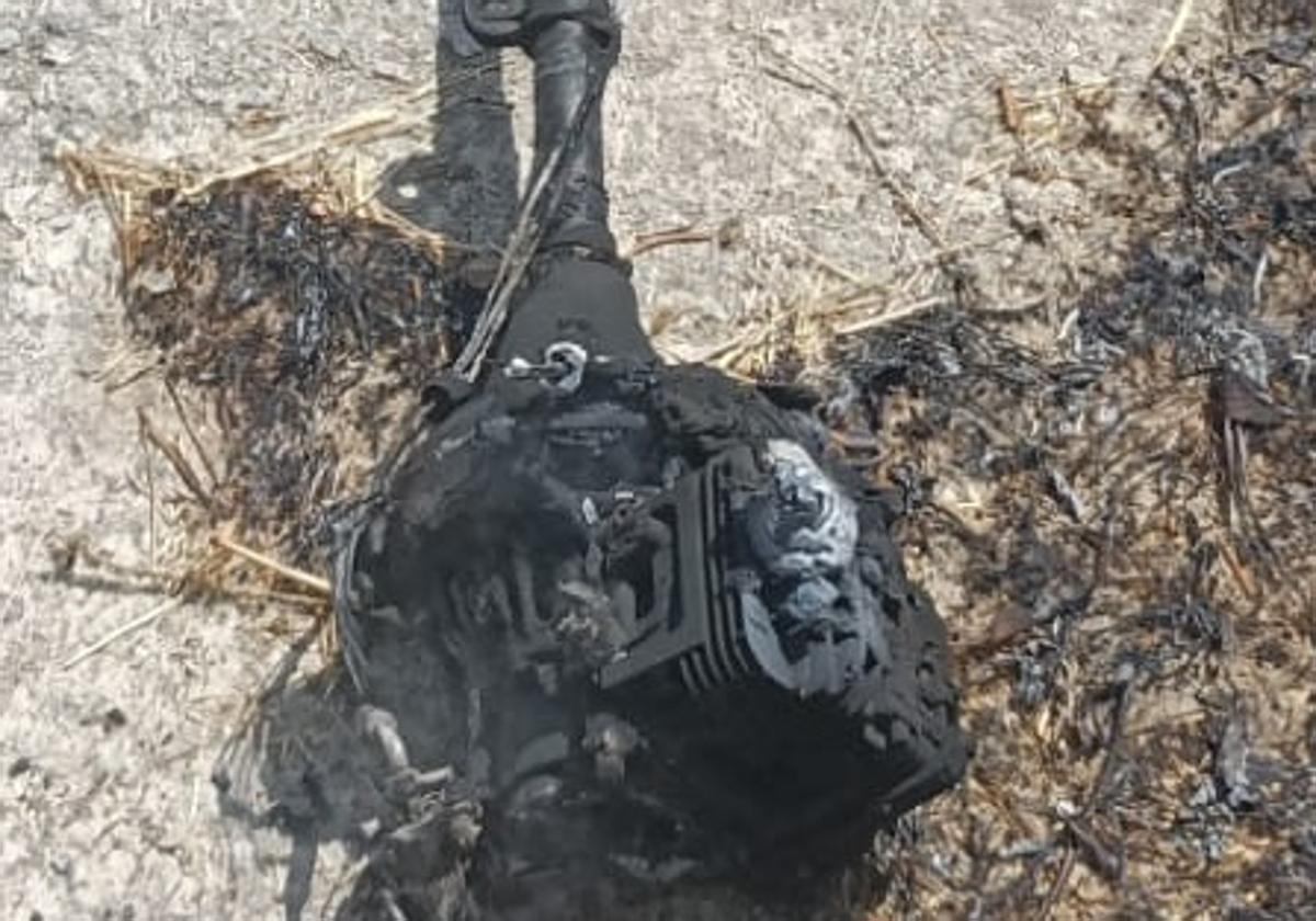 Estado de la máquina tras el incendio.