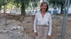 Encarna Camacho en las obras. 