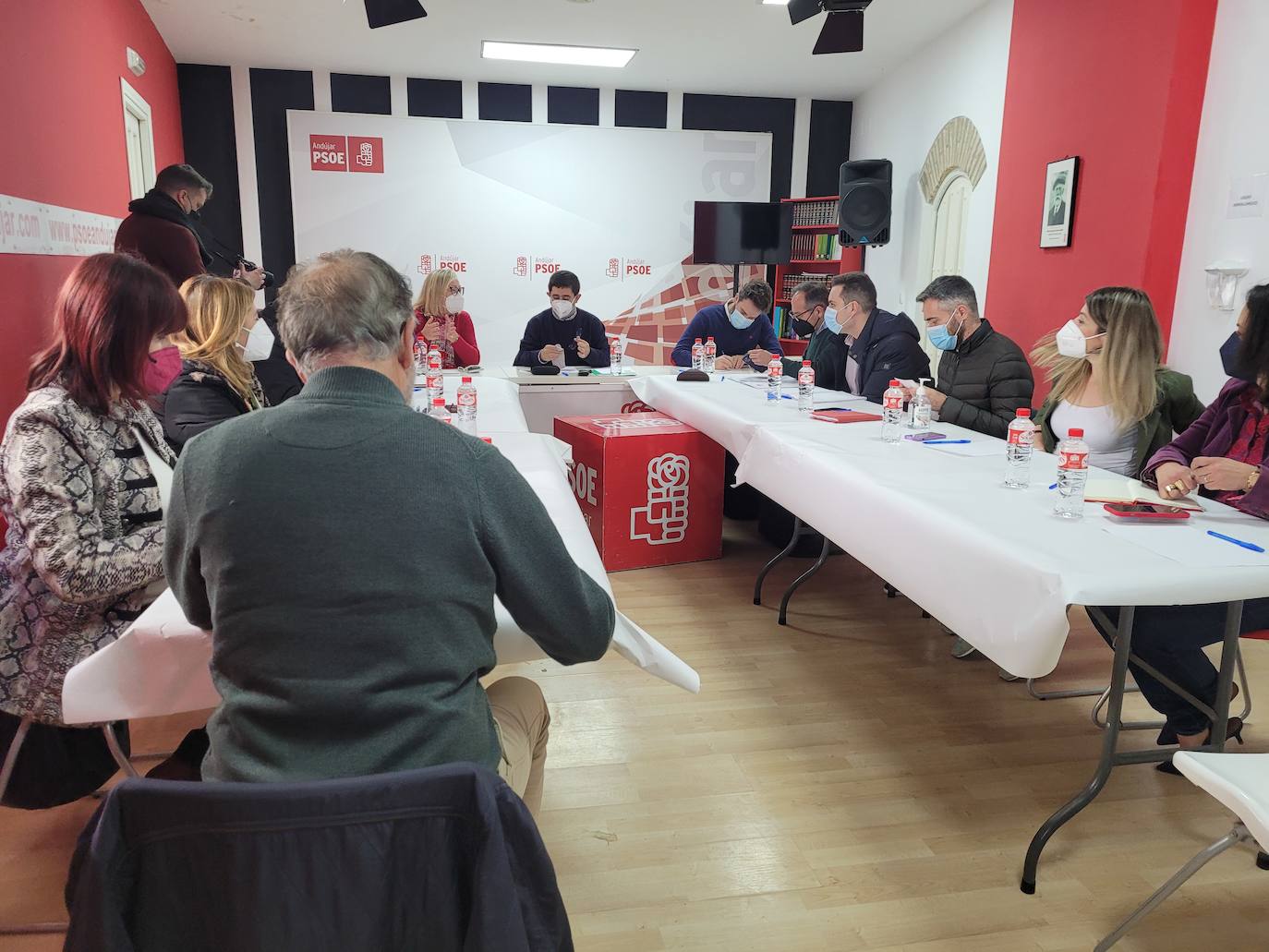 Cargos electos del PSOE, esta mañana en la sede los socialistas iliturgitanos. 