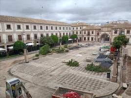 Obras en la Plaza de España.