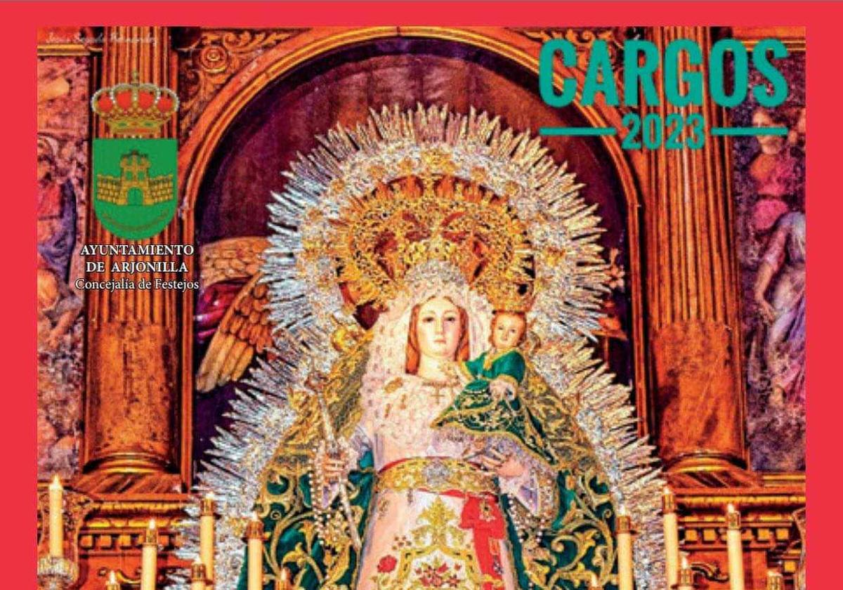 Portada del programa de Fiestas realizada po Jesús Segado Hernández con la imagen de la Virgen obra del escultor Domingo Sánchez Mesa.