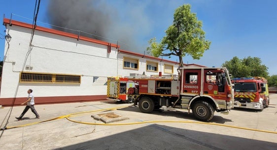 Un aparatoso incendio se ha desatado en la SAFA de Andújar
