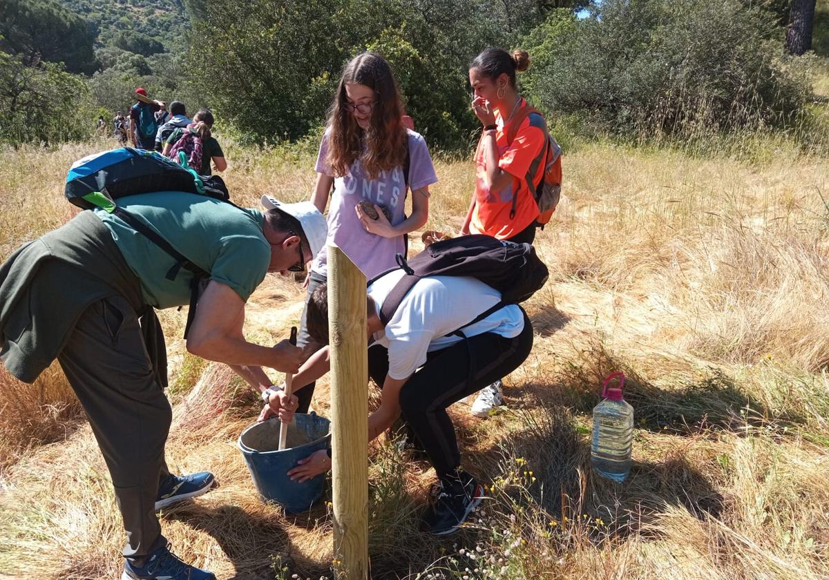 Jóvenes se implican en la señalización de las vías pecuarias de Andújar