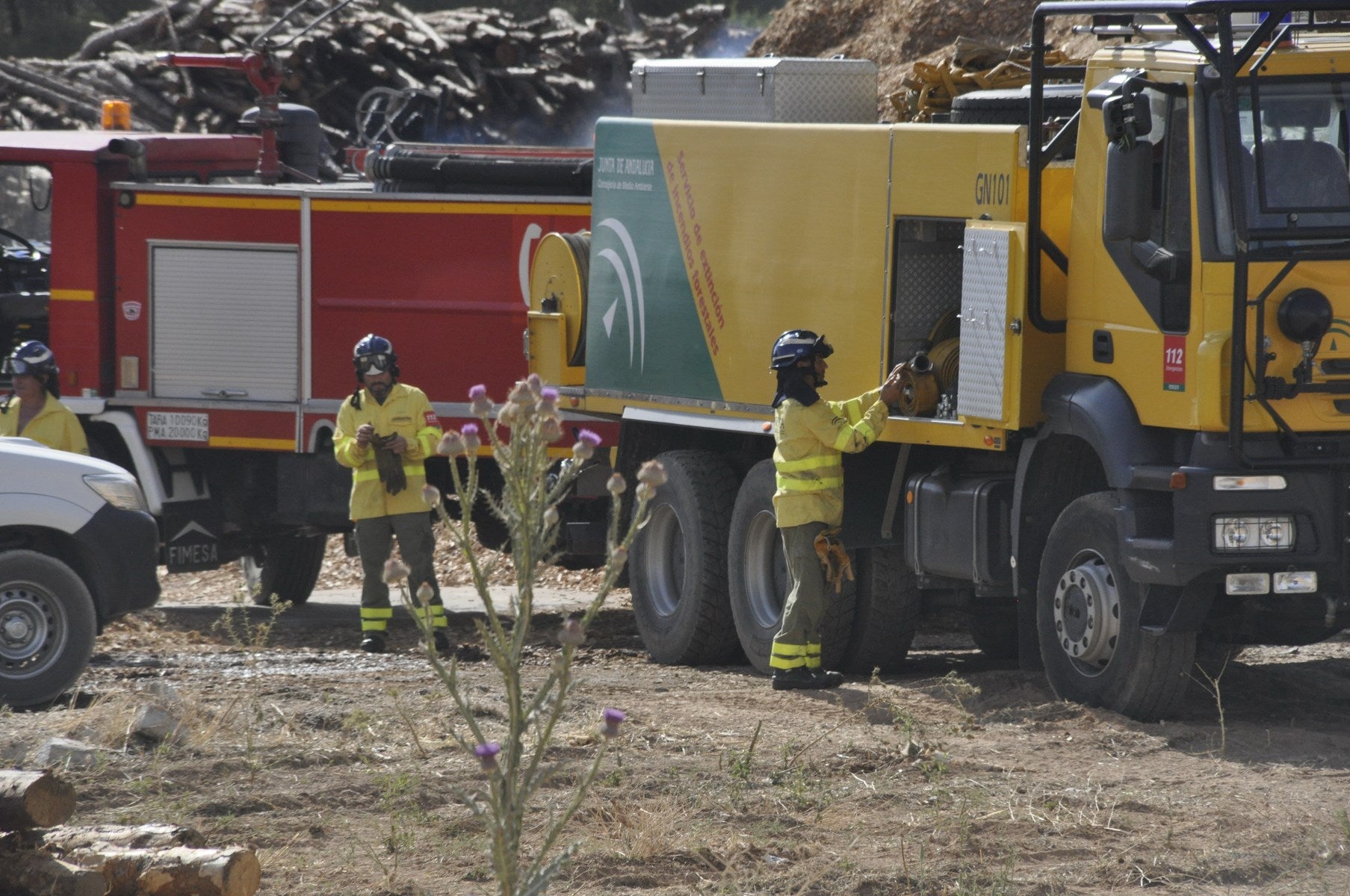 Fotos: Las imágenes del incendio de la fábrica de pellets de Huéscar