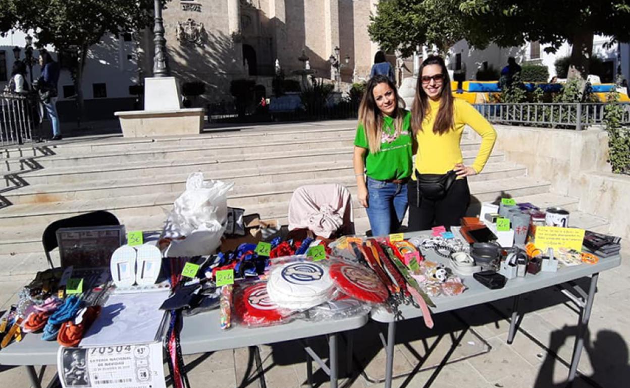 Voluntarias recogiendo donaciones en la Plaza Mayor 