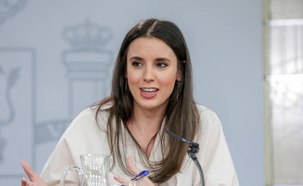 La ministra de Igualdad, Irene Montero. 