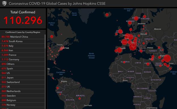 El mapa del coronavirus en tiempo real: así avanza por el mundo