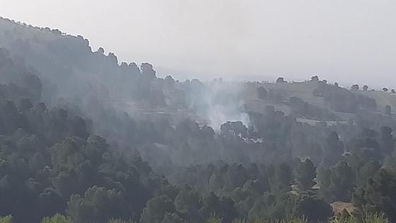 Controlado el incendio de Cortes de Baza, donde se retiran los medios aéreos