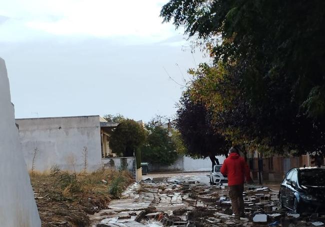 Muro caído en Guadahortuna