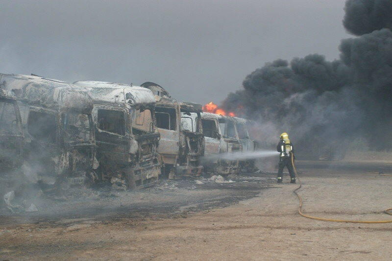 Queman 18 camiones de la empresa bastetana Nivecotrans S,L en un sabotaje en las obras del AVE en Antequera