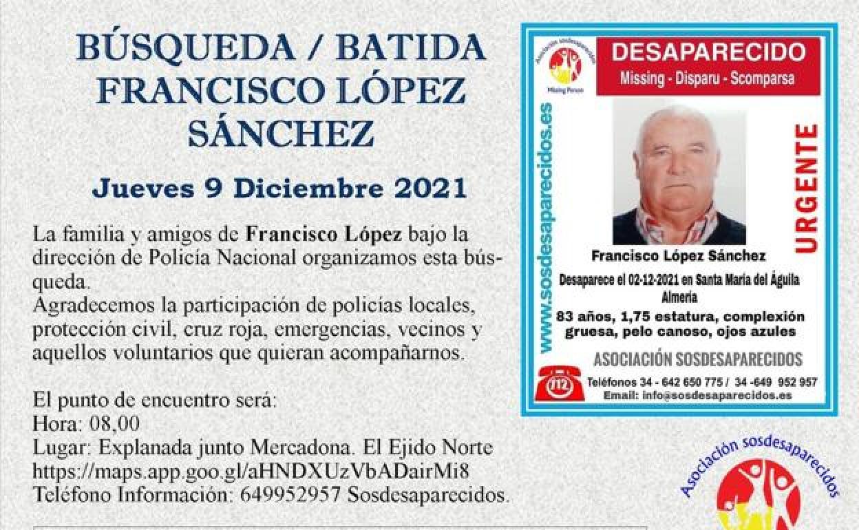 Organizan una búsqueda popular en El Ejido para encontrar a un anciano desaparecido