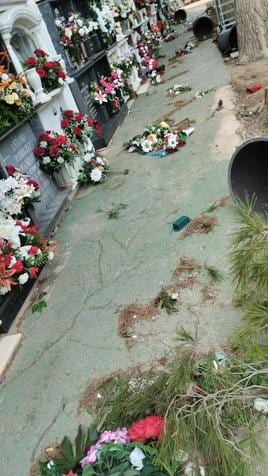 Imagen del estado del cementerio de El Ejido tras el temporal.