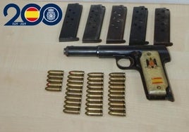 Arma de fuego y munición hallada durante un control policial en El Ejido.