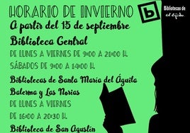 Cartel informativo sobre las bibliotecas.