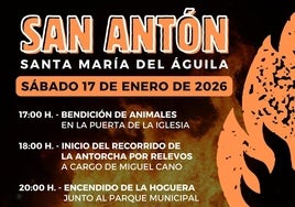 La actividad comenzará en Santa María del Águila a las 17.00 horas con la bendición de animales.
