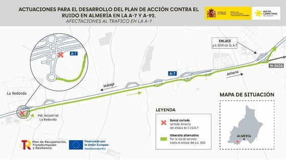 Transportes avanza en las obras para reducir el ruido en la A-7 a su paso por El Ejido