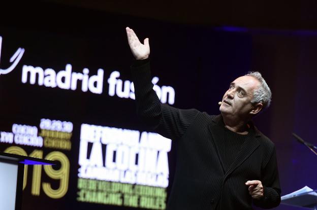 El chef Ferran Adriá, durante su intervención en Madrid Fusión. 