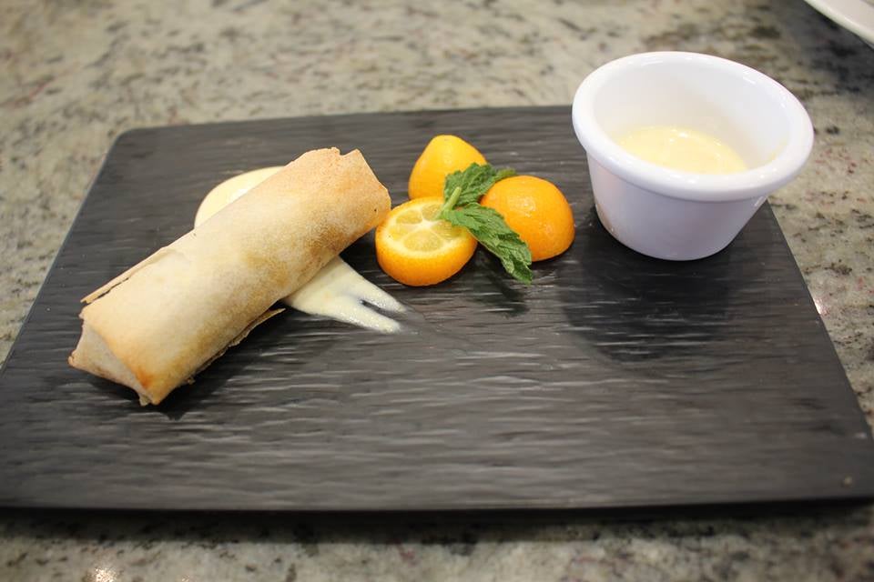 Crujiente de trucha de Riofrío con kumquats de Lecrín. Vía Colón. Gran vía, 13.