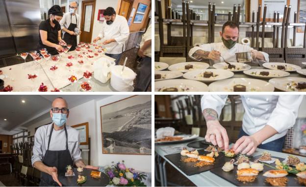 Momentos de la preparación del menú.