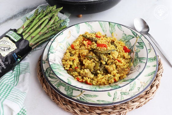 Arroz con lomo, pimientos y espárragos de Huétor Tájar