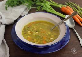 Sopa casera de pollo y verduras, sana y nutritiva