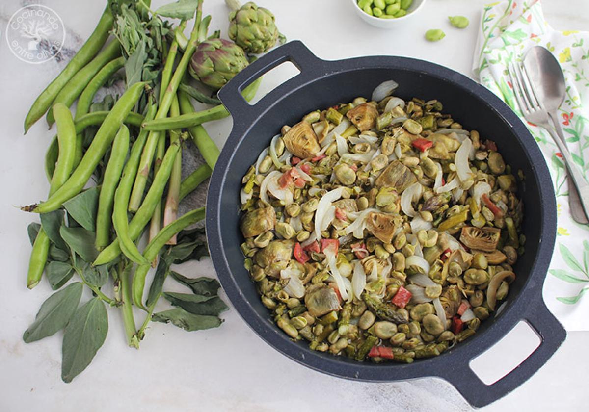 Receta de menestra de primavera con habas y alcachofas