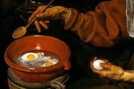 Detalle de 'Vieja friendo huevos', de Diego Velázquez (1618).