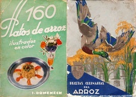 Recetarios monográficos de la década de 1930 dedicados al arroz.