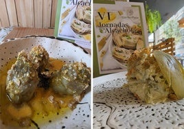Platos en la VI Jornada de la Alcachofa.
