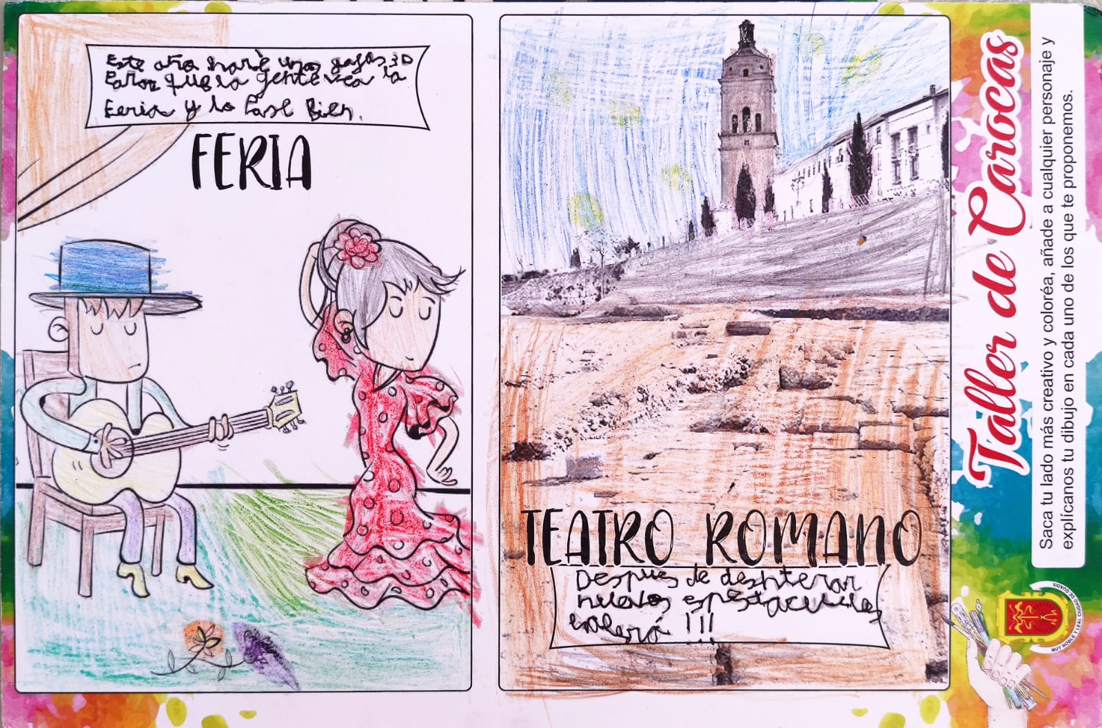 Trabajos del taller de aprendizaje para elaborar carocas organizado por la concejalía de Fiestas del Ayuntamiento de Guadix, dirigido a niños y niñas con edades comprendidas entre los 7 y los 12 años y que ha sido impartido por la asociación Atani