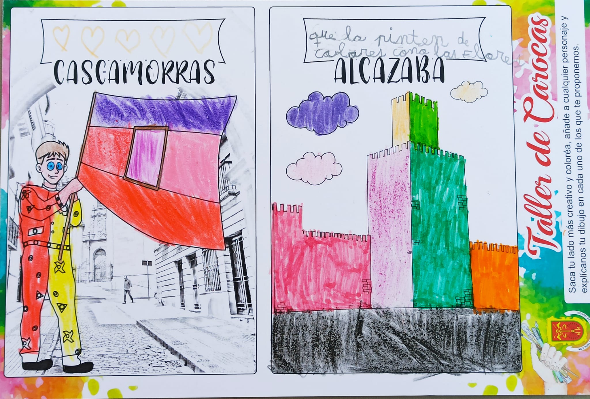 Trabajos del taller de aprendizaje para elaborar carocas organizado por la concejalía de Fiestas del Ayuntamiento de Guadix, dirigido a niños y niñas con edades comprendidas entre los 7 y los 12 años y que ha sido impartido por la asociación Atani