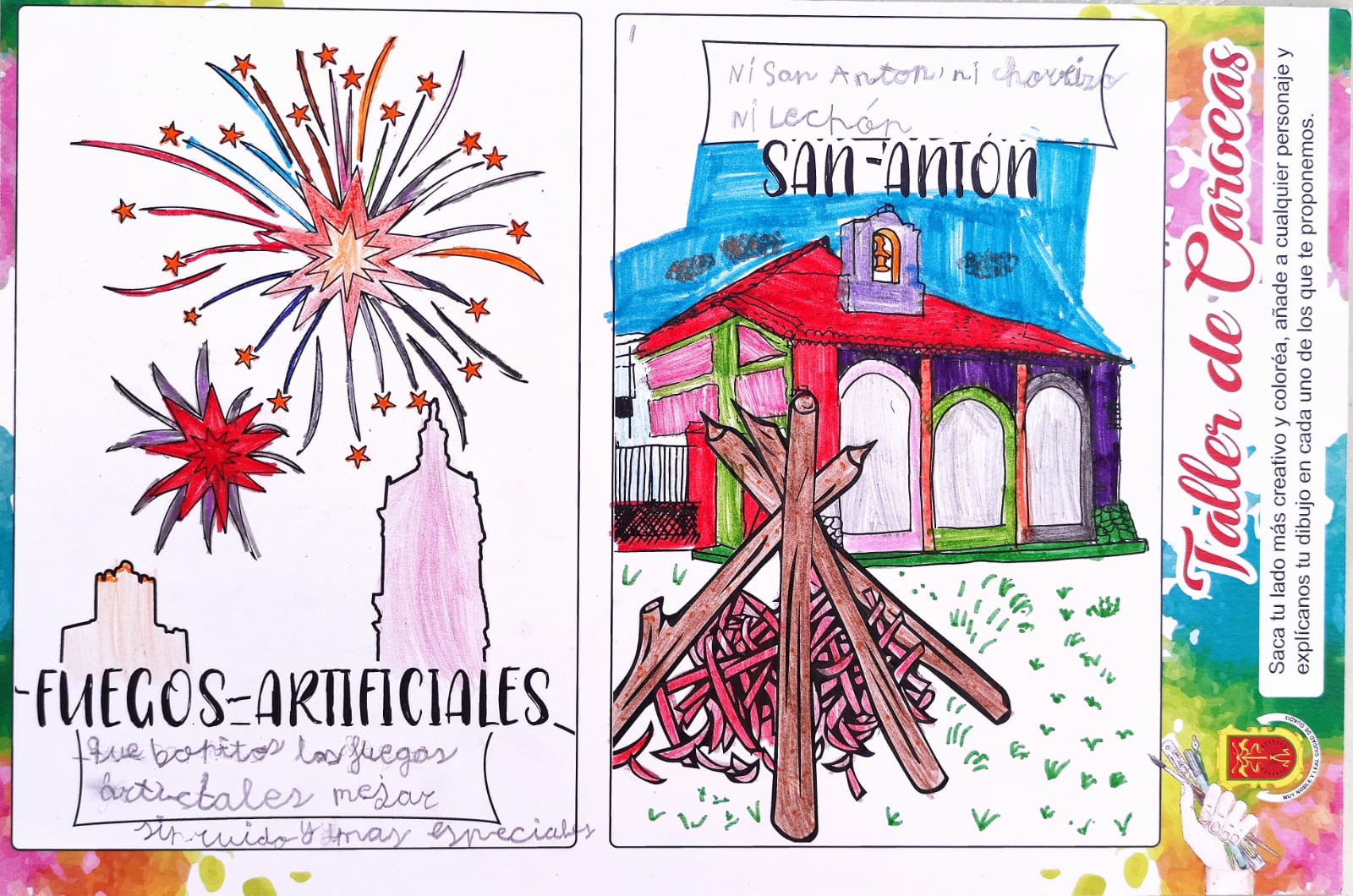 Trabajos del taller de aprendizaje para elaborar carocas organizado por la concejalía de Fiestas del Ayuntamiento de Guadix, dirigido a niños y niñas con edades comprendidas entre los 7 y los 12 años y que ha sido impartido por la asociación Atani