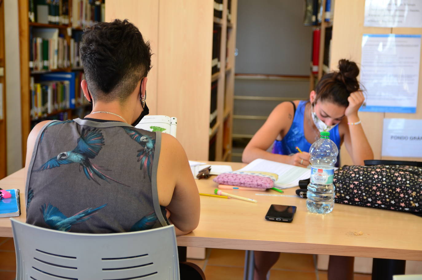 Dos estudiantes, preparando exámenes el pasado verano.