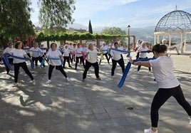 Sesión de gimnasia terapéutica en la Plaza de la Cañadilla.