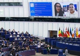 Intervención 'online' de las alumnas Celia y Ángela en el Parlamento Europeo.