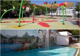 El 'splash park' de la plaza Abdal Malik y la fuente de chorros del Parque de la Nava.