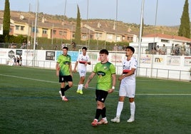 Los verdinegros Joan Grasa e Iván Casares, en un partido en Las Viñas esta temporada.